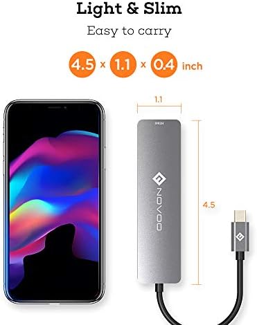 USB C Hub HDMI, MacBook Pro Adapters with 100W PD, NOVOO 6 in 1 Adapter 4K to HDMI, 2 USB 3.0 Ports and SD/TF Cards Reader for iPad Pro/MacBook Pro Air/Type C Devices - Image 2