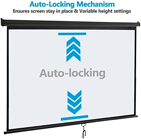 SUPER DEAL 100'' 16:9 HD Projection Screen Foldable Anti-Crease Portable Projector Movie Screen Manual Pull Down for Home Theater Presentation Education Outdoor Indoor Public Display, Black - Image 5