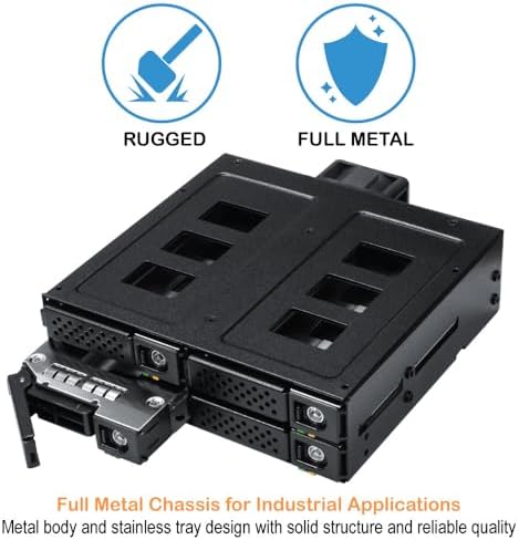 Kingwin Mobile Rack Hot Swap Enclosure for 4 SATA/SAS Hard Drives - 12 Gbps, Metal Body, Stainless Steel Tray, 2.5" HDD/SSD Support, 4cm Cooling Fan, Tool-Less Installation - Image 4