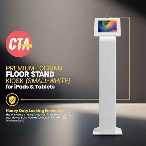 Locking Stand Kiosk – CTA Premium Small Locking Support Base Kiosk with Steel Body and Heavy-Duty Security Enclosure - iPad mini A17 Pro & 1/2/3/4/5/6 - Samsung Tab A 8″ - Image 2