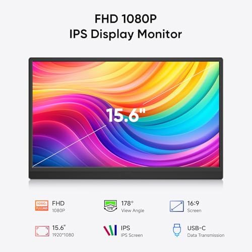 Dopesplay 15.6" Portable Monitor, FHD 1080P Laptop Screen Extender - Image 2