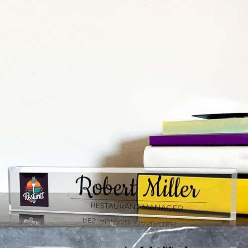 Signs ByLITA Customizable Full Color Acrylic Desk Sign – Upload Your Logo or Photo, Personalized Name Plate 2" x 8" Office Desk Décor - Image 6