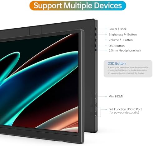 MNN 14" 1200p USB-C HDMI HDR Portable Monitor - Image 5