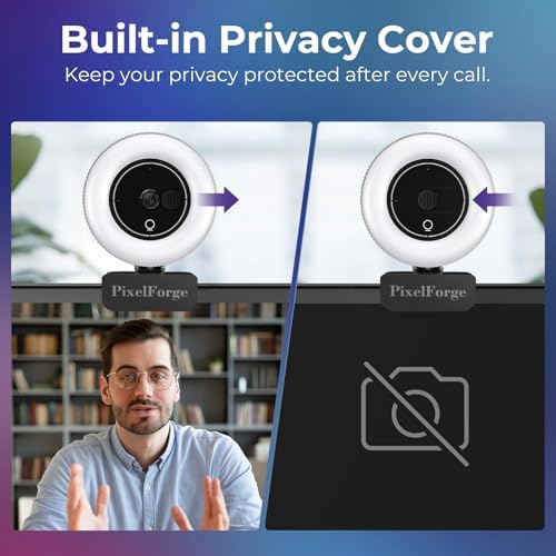 2K Webcam for PC with Microphone & Light & Privacy Cover, Web Camera for Desktop Computer/Laptop/Monitor/Mac, USB Streaming Camera for Zoom/Skype/Teams/Video Calling/Studying and Conference - Image 4