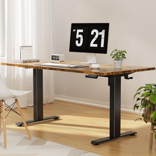 Veken 55"x23.6" Standing Desk, Electric Height Adjustable, Brown - Image 2