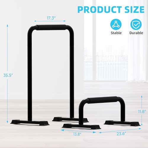 Outdoor Basic 2-in-1 Adjustable Dip Bar Station - Heavy Duty Parallel Bars with Connecting Parts, Extra Tall & Thickened Steel Design for Home Gym, Calisthenics & Strength Training (Dip Bar Pro) - Image 6