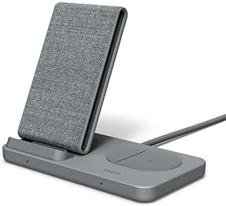 iOttie iON Wireless Duo CERTIFIED BY GOOGLE 15W Stand + 5W Pad Qi-Certified Charger | Compatible with Google, Google Pixel, Pixel Buds | Includes Power Cable & Adapter | Dark Grey by iOttie