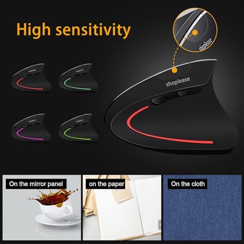 Wired Vertical Mouse, Optical Ergonomic Mouse with 4 Adjustable 800/1200/2000/3200, 5 Buttons USB Computer Mouse, Better for Large and Medium Sized Hands - Image 3