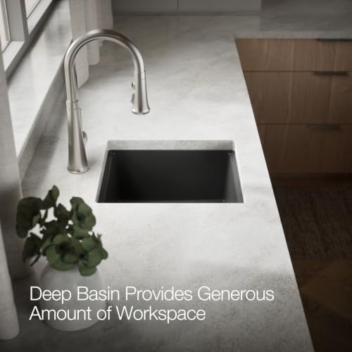 KOHLER Billings 18" Undermount Bar Sink, Single Bowl, Neoroc Composite, Matte Finish, Compact Prep Sink for Wet Bar or Kitchen Island, Matte Graphite, K-33711-CM7 - Image 7