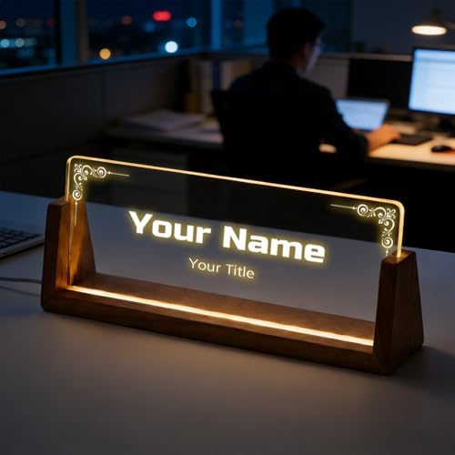 Custom Desk Name Plate,Light Up Acrylic Office Sign, Personalized Gift for Boss Coworker Teacher, Employee Appreciation Award, Home Office Decor by PersonalizedGifts