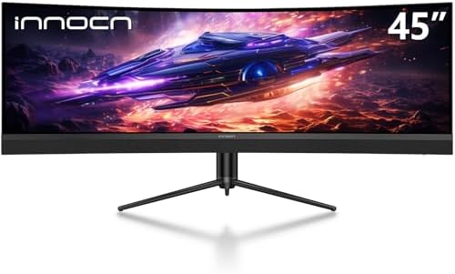 INNOCN 45C1R 45" 5K2K 5120 x 1440p Ultrawide Curved Gaming Monitor, R1500, HDR400, USB Type-C 90W Power Delivery, PIP/PBP, Built-in Speaker, Height Adjustable, Black by INNOCN