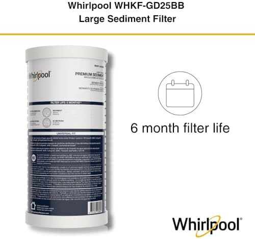 Whirlpool 10" x 4.5" Whole House Large Capacity Sediment Filter WHKF-GD25BB, NSF Certified 25 Micron Filtration, 6-Month Life, Replacement Cartridge Fits Most Home Standard Filter Housings - Image 5