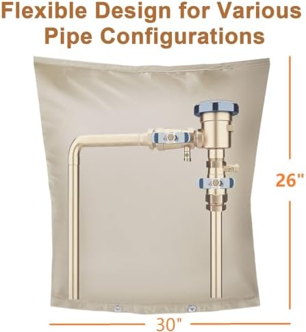 Backflow Preventer Insulation Cover,Pipe Insulation,Outdoor Pipe Covers For Winter Freeze Protection,Outdoor Faucet Covers For Winter Freeze Protection,Insulated Pipe Covers For Outside (30w*26h) - Image 2