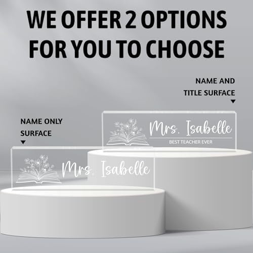 Personalized Desk Name Plates, Acrylic Engraved Teacher Name Plate for Desk, Custom Office Gifts & Desk Decor for Women Men, Back to School Teacher Appreciation Gifts - Image 2