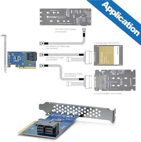 ipolex Dual Port U.2 NVMe SSD PCIe 3.0 X8 Adapter Card with SFF-8643 SAS Connector, Windows/Linux/VMware Compatible, Dual Bracket - Image 4