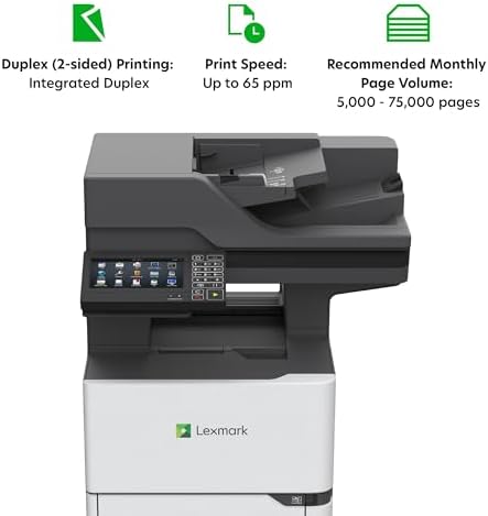 Lexmark MX721ade Monochrome Laser Printer, Integrated Duplex, 7-inch Color Touch Screen, Energy Star, Recommended Monthly Page Volume: 5000-75000 Pages, Print Speed: Up to 65 ppm.(25B0000) - Image 5