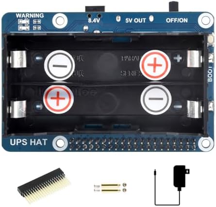 Waveshare UPS HAT Compatible with Raspberry Pi 5V Uninterruptible Power Supply Multi Battery Protection Circuits Charge and Power Output at The Same Time by Waveshare