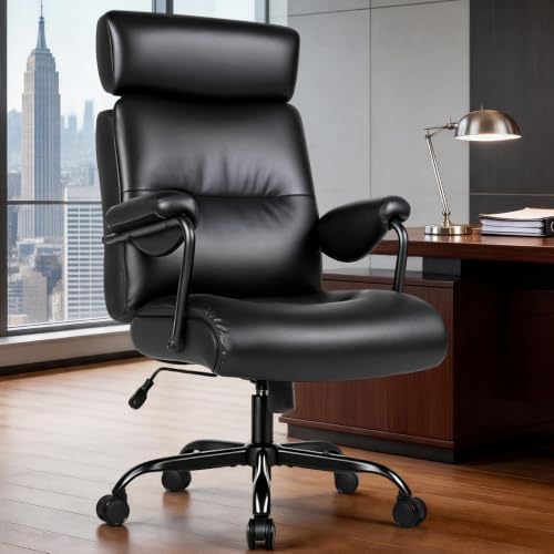 Executive Office Chair Ergonomic, Leather Desk Chair Comfy High Back, Black by Unknown