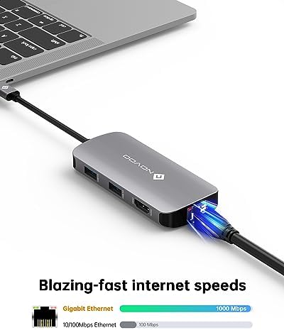 NOVOO USB C Hub Ethernet 4K@60 USB C HDMI Adapter Multiport Type C Adapter 4 USB 3.0 & USB2.0 Dongle 100W PD Dock Docking Station for MacBook Pro Air Apple iPad Pro Steam Deck Dell HP Lenovo 7-in-1 - Image 4