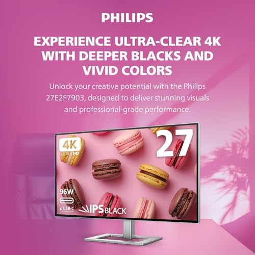 Philips Brilliance 27E2F7903 27" 4K UHD IPS Black Display, Thunderbolt, PD 96W, Height Adjustable, Daisy Chain, Built in Speakers, MacBook/PC Compatible, 4-Year Advance Replacement - Image 2