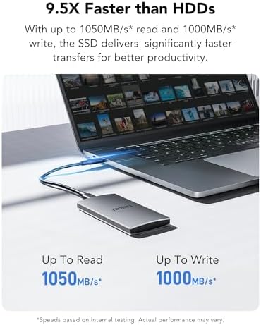 Lexar ES3 1TB Portable SSD Silver, USB 3.2 Gen 2 up to 1050MB/s - Image 3