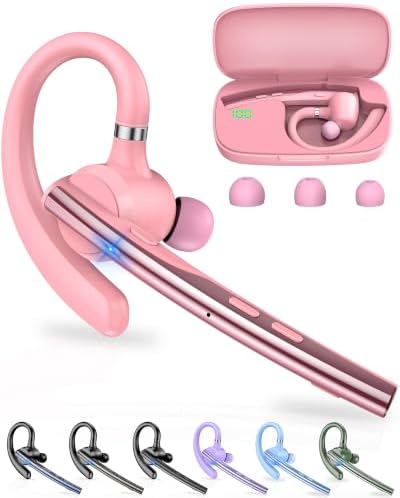 New Bee Bluetooth Headset V5.1 72H Talk Time Dual Mic with Mute Button for Business, Wireless Hand-Free Bluetooth Earpiece with 500mAh Charging Case for Cell Phone Calls Trucker Driver Laptop by NewBee
