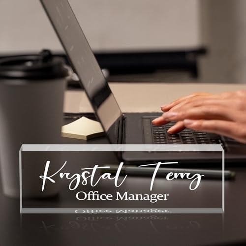 Personalized Name Plate for Desks, Custom Desk Name Plates, Acrylic Name Plate Office Desk Accessories, Personalized Office Gifts for Coworkers Teachers, Employee Appreciation Gifts (Engraved) - Image 4