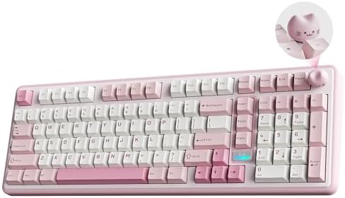 YUNZII B98 PRO 96% Wireless Mechanical Keyboard(Pink, Milk Switch) by YUNZIIMECHANICALKEYBOARD
