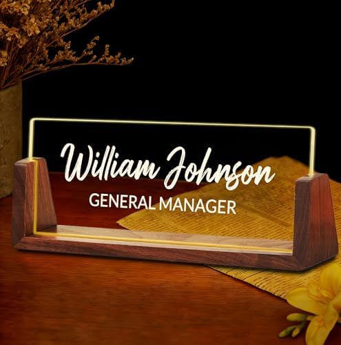 Ship Next Day Custom Name Plate for Desk, Acrylic Office Desk Accessories by Unknown