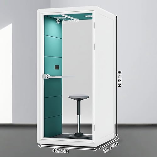Office Sound Booth with Audio Privacy - Soundproof Proof Booth Includes Superimposed Interior Design,Sound Room Include Socket,Fans,Light&Small Table for Study (Blue, 42IN) - Image 2