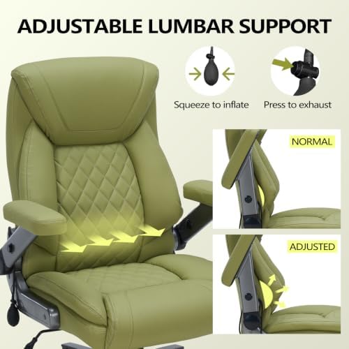 600lbs Big and Tall Office Chair with Lumbar Support 5 Way Adjustable Armrest Heavy Duty Ergonomic Office Chair Executive OfficeChair Extra Wide and Oversized (Avocado Green) - Image 4