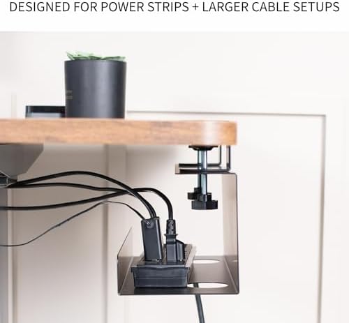 VIVO Black Clamp-on 17 in Cable Management Tray, DESK-CM6L-B - Image 4