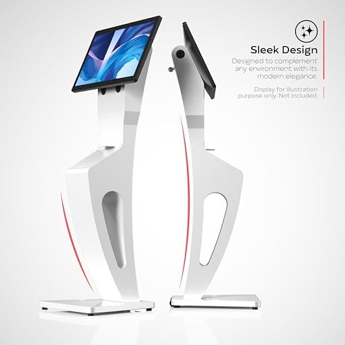 Sleek Floor Stand Kiosk for Monitors – CTA Sleek Floor Kiosk Stand with Printer Slot for Monitors 15" to 32" up to 60lbs - for Check-in Stations & POS Stations & More - White (ADD-LDSLEEKW) - Image 2