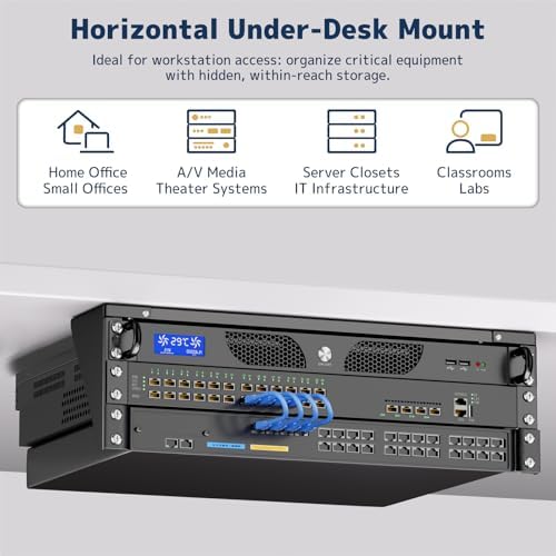 3U Vertical Wall Mount Rack - 19" Steel Wall & Under-Desk Bracket for Server, Network Switch, or Patch Panel, Supports up to 121lbs, for Cabinet or Server Room, JHSVR-3U - Image 3