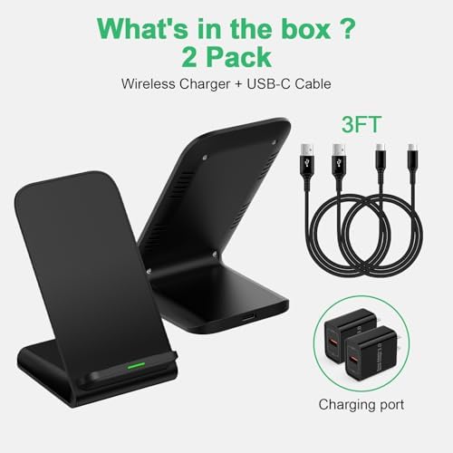 Wireless Charger Samsung Fast Charging Pad for Samsung Galaxy S25 Ultra/S25FE/S25 Plus/S24FE/S23/S22 Ultra/S21/S25 Edge, 2 Pack 15W Android Wireless Charger Pad Station and QC Adapter for Google Pixel - Image 6