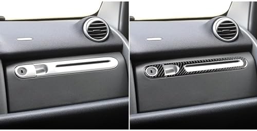 Real Black Carbon Fiber Car Co-Pilot Glove Storage Box Handle Switch Keyhole Panel Trim Sticker Compatible with Benz Smart Fortwo 2011 2012 2013 2014 2015 Auto Interior Accessories 2pcs - Image 4