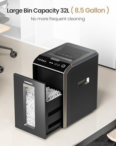 Locksworth-200-sheet Micro-Cut Paper Shredder, P-5 High Security Shredders for Home Office Heavy Duty, Document Shredder, Home Office Heavy Duty Shredder, 8.5 Gallon Capacity - Image 4