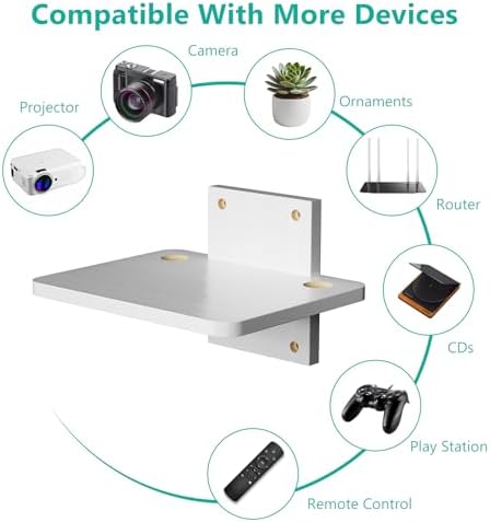 WALI Floating TV Shelf, 1 Tier Projector Shelf for DVD Players, Cable Boxes, Routers, Game Consoles, Living Room Decor Accessories, Wall Mount Shelves Holds Up to 22lbs (CS201NW), 1-Shelf, White - Image 6