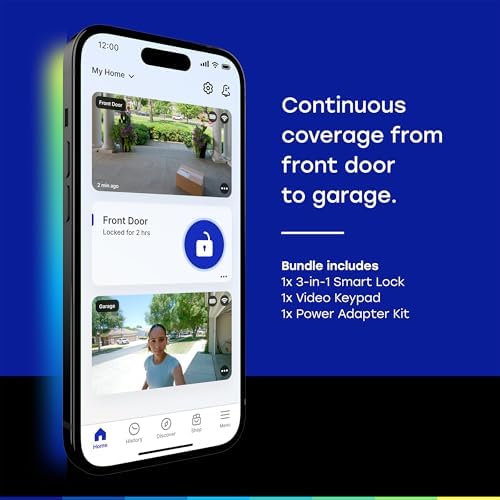 myQ Secure View™ 3-in-1 Smart Lock Deadbolt + Garage Door Video Keypad + Power Adapter Kit with Custom PIN Codes, Keyless Entry, 2K HDR Doorbell Camera, App Control, Color Night Vision & Two-Way Audio - Image 2