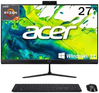 Acer Aspire 27" All-in-One Desktop Computer • 8-core AMD Ryzen 7 5825U • 16GB RAM • 1TB SSD • Office 365 for The Web • HDMI + DisplayPort, Wi-Fi 6E • Wireless Keyboard & Mouse • Windows 11 by Unknown