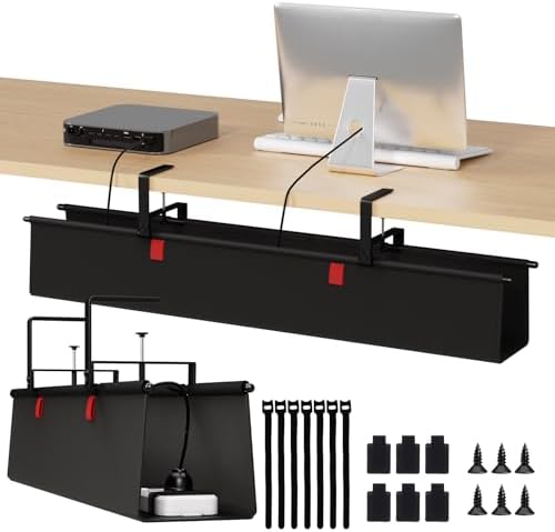 Under Desk Cable Management Tray, 36" Fabric Wire Cord Organizer, Black by JOLENSOY