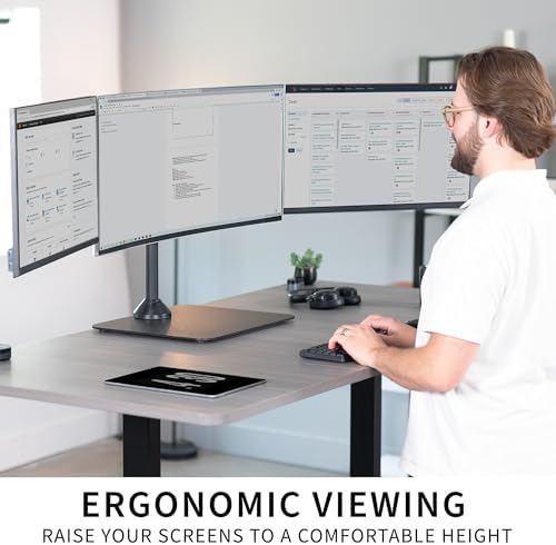 VIVO Black Triple Monitor Desk Stand, Up to 38 in Ultrawides, STAND-TS03F - Image 6