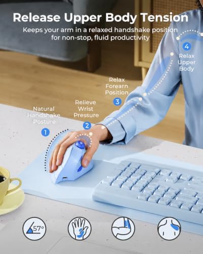 seenda MOU-302 Wireless Bluetooth Ergonomic Vertical Mouse with Volume Knob - Image 3