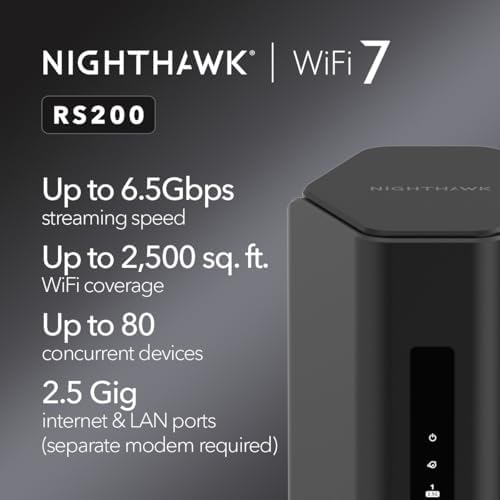NETGEAR Nighthawk WiFi 7 Router RS200, Up to 2,500 sq ft, 6.5 Gbps - Image 2