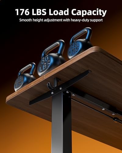 TIQLAB Electric Standing Desk, Adjustable Height Stand up Desk, 55 * 24 Inches Sit Stand Home Office Table with Splice Board, Black Walnut - Image 5