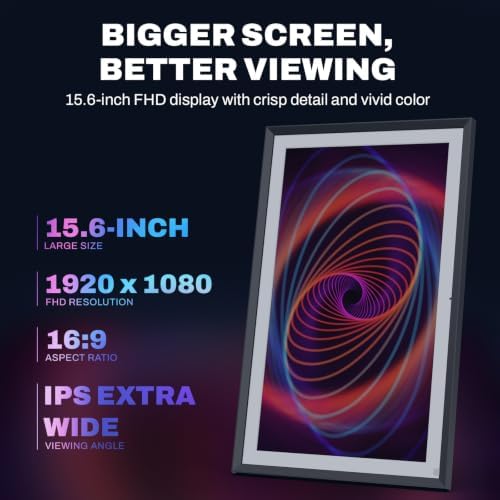 FRAMEO 15.6" Digital Picture Frame, Touchscreen Large Display, 32GB - Image 2