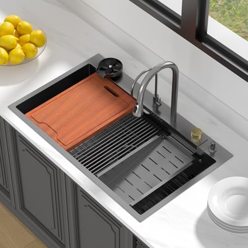 Lordear 36" Drop In Kitchen Sink with Faucet Waterfall Kitchen Sink - Image 3