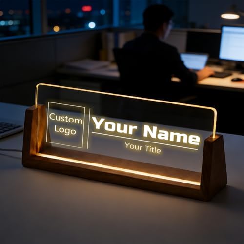 Custom Desk Name Plate,Light Up Acrylic Office Sign, Personalized Gift for Boss Coworker Teacher, Employee Appreciation Award, Home Office Decor by PersonalizedGifts