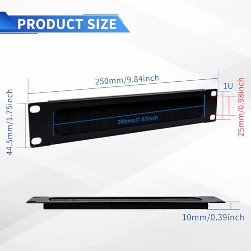GeeekPi 1U Brush Cable Manager Rack Mount for 10 inch Server Rack, Cable Management Panel with Brush Strip for Cable Entry for DeskPi RackMate T1/T0/T2/T1 Plus/T0 Plus/TL1/T1/2 Plus Network Rack (2) - Image 2