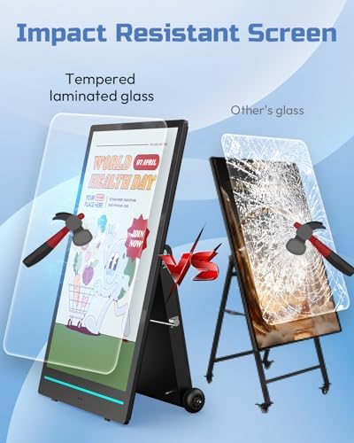 55" Outdoor Digital Signage Display, 2K 2000 Nits IP65 Commercial Totem, Rechargeable Digital LCD Advertising Kiosks, Auto Brightness Adjustment, Impact Resistant Screen for Restaurant/Store - Image 5